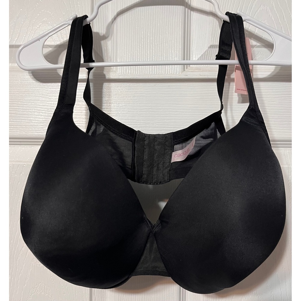 Cacique Intimates NWT Black Full Coverage Satin Bra Size 46D‎ Support Solution